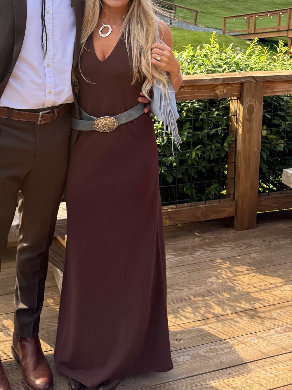 Peppermayo Brown Halter Maxi Dress